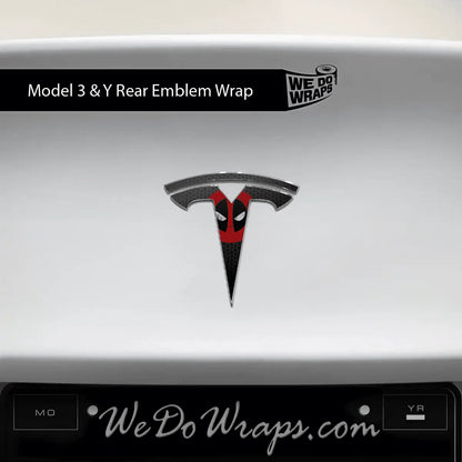 Dead Pool Tesla Emblem Decals (Front + Back) | Model Y