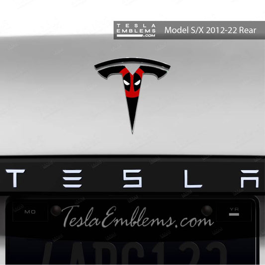 Deadpool Tesla Emblem Decals (Front + Back) | Model X