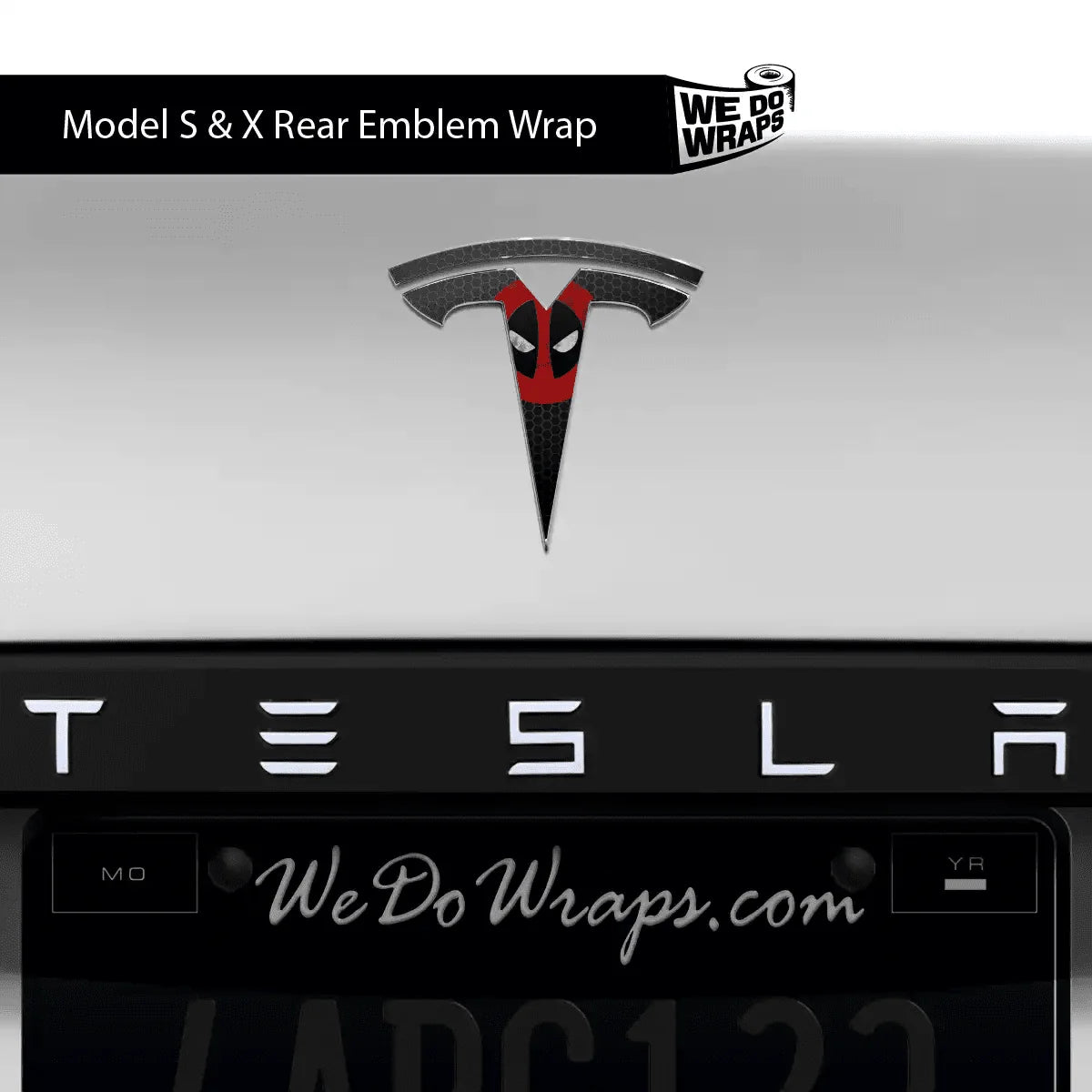 Dead Pool Tesla Emblem Decals (Front + Back) | Model S