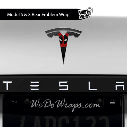 Dead Pool Tesla Emblem Decals (Front + Back) | Model X