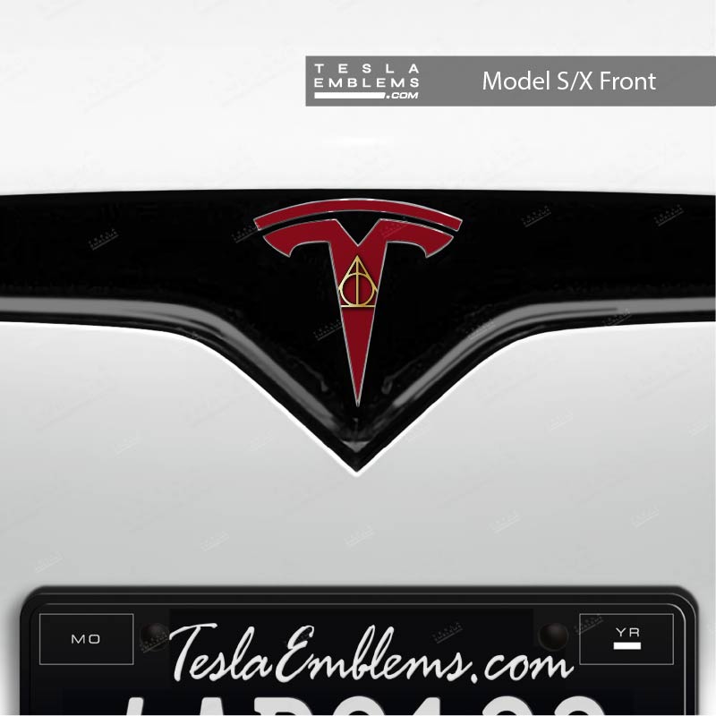 Deathly Hallows Tesla Emblem Decals (Front + Back) | Model S