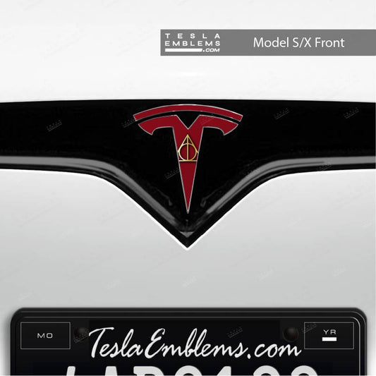 Deathly Hallows Tesla Emblem Decals (Front + Back) | Model S