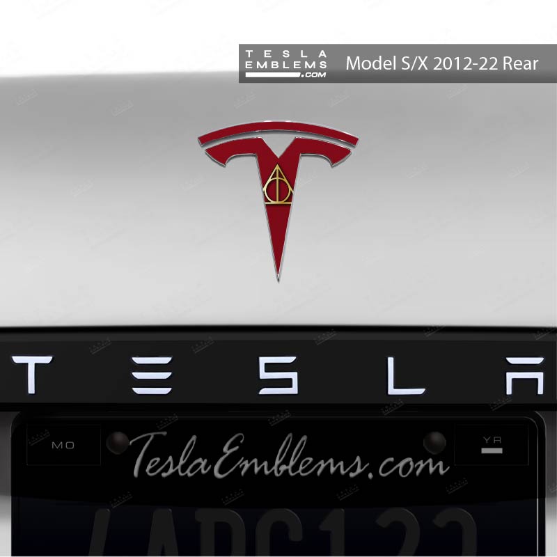 Deathly Hallows Tesla Emblem Decals (Front + Back) | Model S