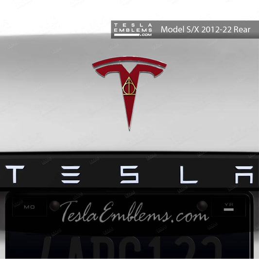 Deathly Hallows Tesla Emblem Decals (Front + Back) | Model S