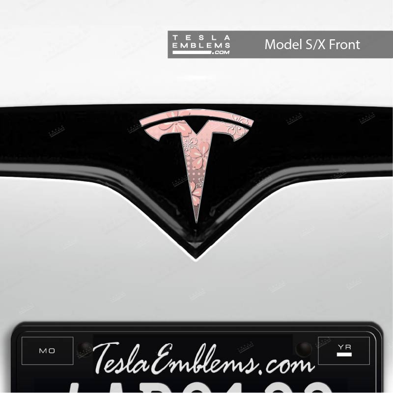 Cherry Blossoms Tesla Emblem Decals (Front + Back) | Model X