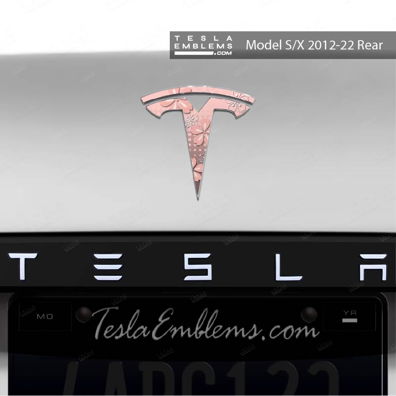 Cherry Blossoms Tesla Emblem Decals (Front + Back) | Model X