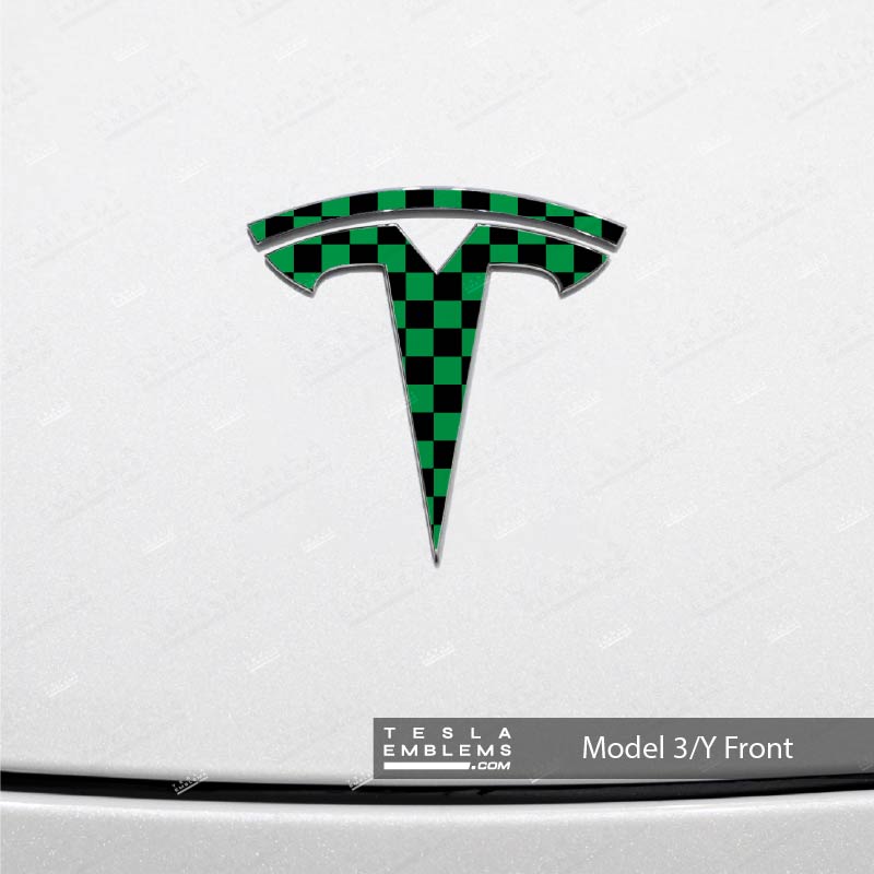 Ichimatsu Pattern Tesla Emblem Decals (Front + Back) | Model Y