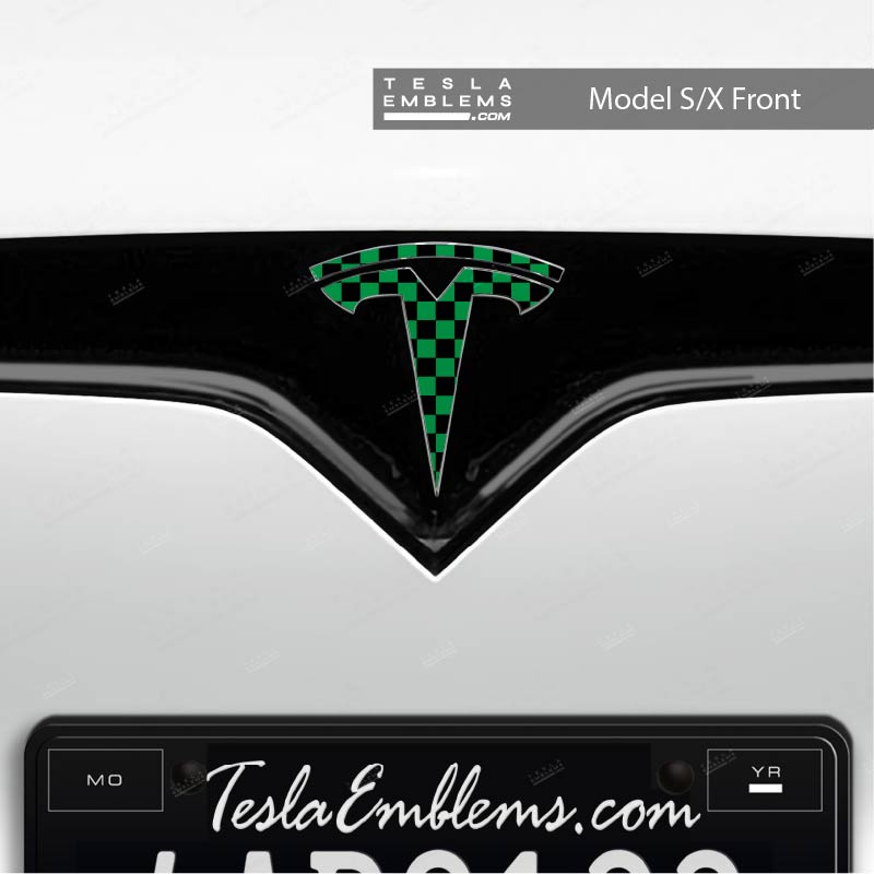 Ichimatsu Pattern Tesla Emblem Decals (Front + Back) | Model S