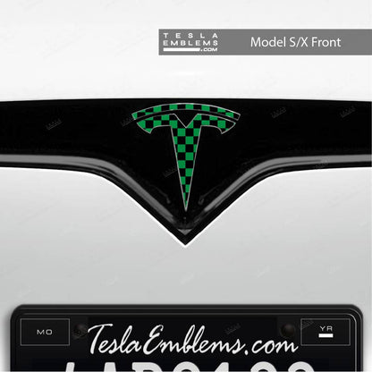 Ichimatsu Pattern Tesla Emblem Decals (Front + Back) | Model S