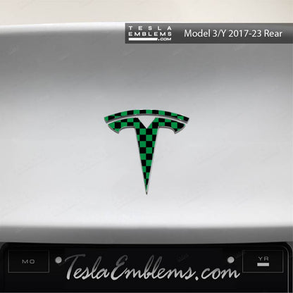 Ichimatsu Pattern Tesla Emblem Decals (Front + Back) | Model Y