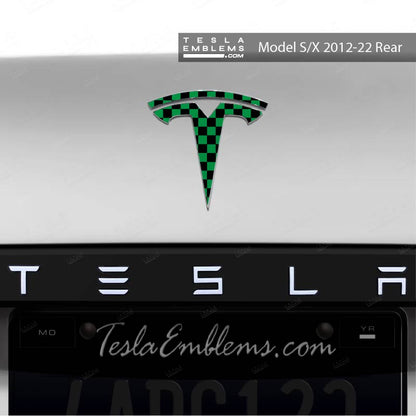 Ichimatsu Pattern Tesla Emblem Decals (Front + Back) | Model S