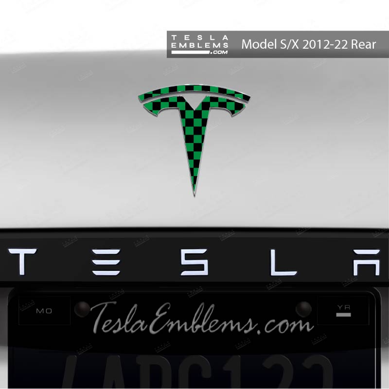 Ichimatsu Pattern Tesla Emblem Decals (Front + Back) | Model X