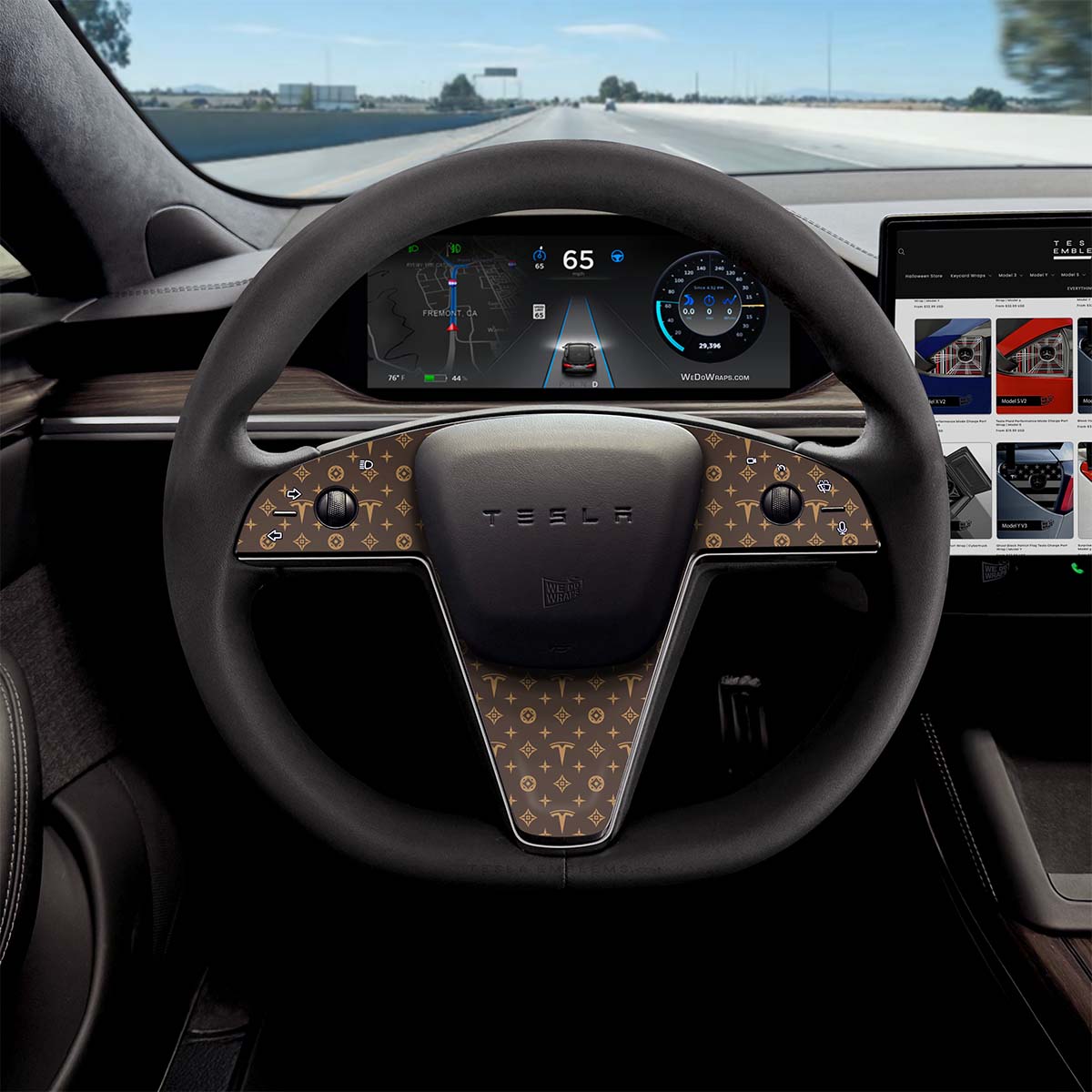 Designer Pattern Tesla Edition Tesla Steering Wheel Trim Decal Kit (3pcs) | Model X ’21-26