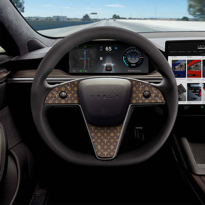 Designer Pattern Tesla Edition Tesla Steering Wheel Trim Decal Kit (3pcs) | Model S ’21-26