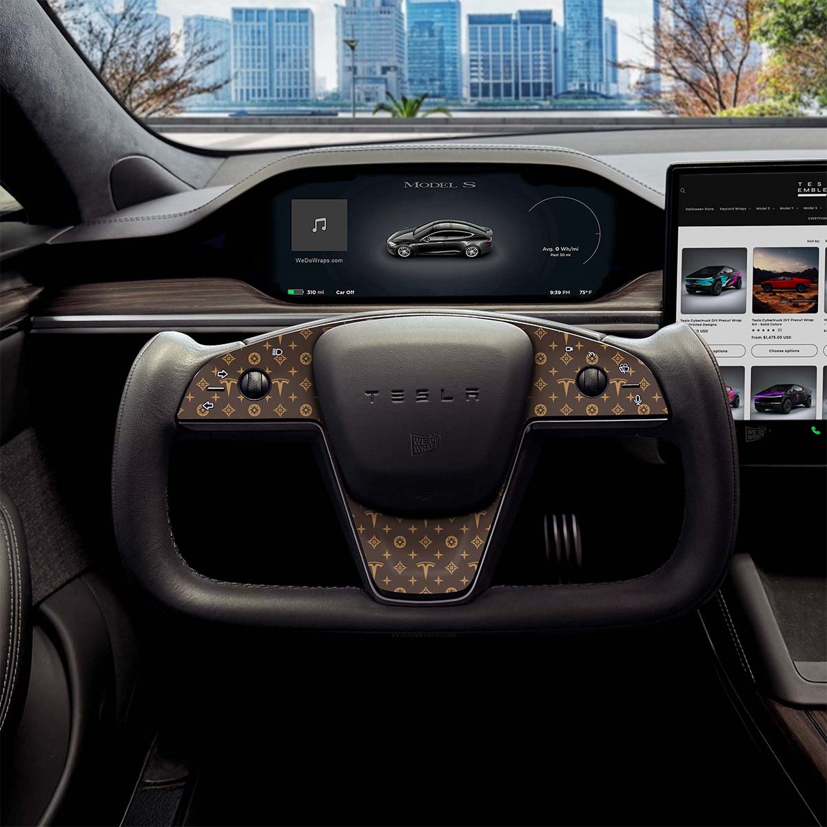 Designer Pattern Tesla Edition Tesla Steering Wheel Trim Decal Kit (3pcs) | Model X ’21-26