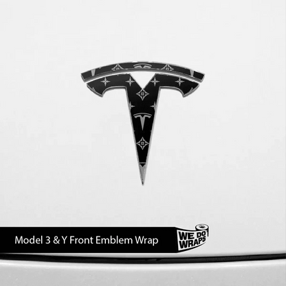 Designer Tesla Edition Pattern Tesla Emblem Decals (Front + Back) | Model 3