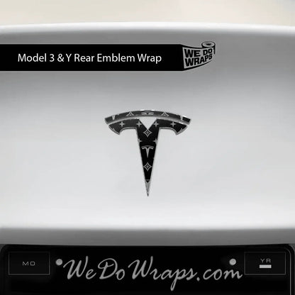 Designer Tesla Edition Pattern Tesla Emblem Decals (Front + Back) | Model Y