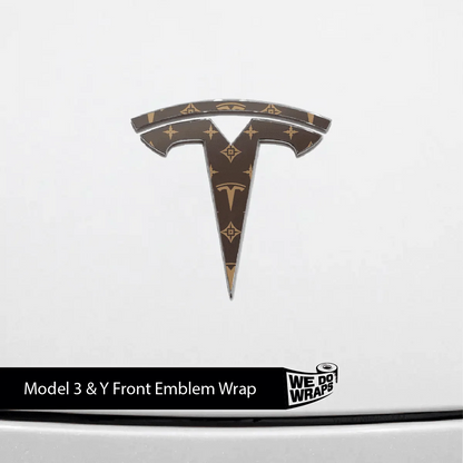 Designer Tesla Edition Pattern Tesla Emblem Decals (Front + Back) | Model 3