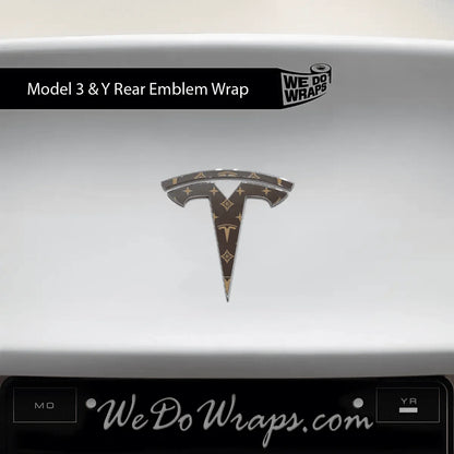 Designer Tesla Edition Pattern Tesla Emblem Decals (Front + Back) | Model Y
