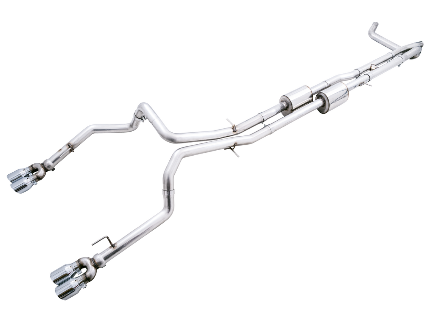 AWE Tuning 0FG Catback Exhaust for Silverado ZR2/Sierra AT4X - Quad Chrome Silver Tips 3015-42284