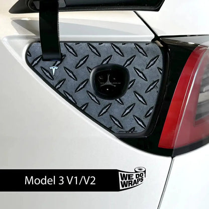 Diamond Plate Tesla Charge Port Wrap | Model 3