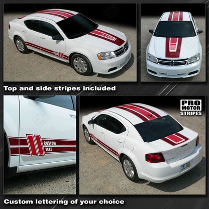 Dodge Avenger 2008-2014 Multi Color Center and Side Stripes