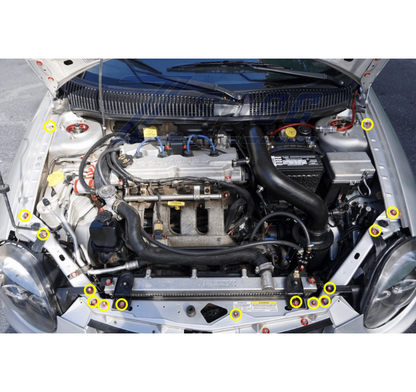 ZSPEC Fenders-Headlights-Bumper-Rad-Brackets Fasteners for '03-05 Dodge Neon SRT-4, Stainless & Billet