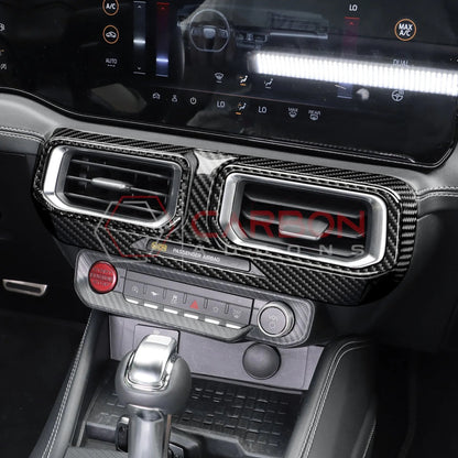 Real Carbon Fiber Center Dashboard A/C Vent Trim Overlays for 2024+ Ford Mustang