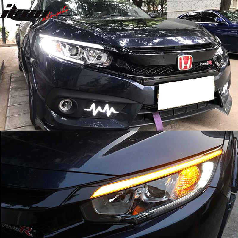 Fits 16-20 Honda Civic 10th Gen Eyebrow Light 2 Colors Running Light