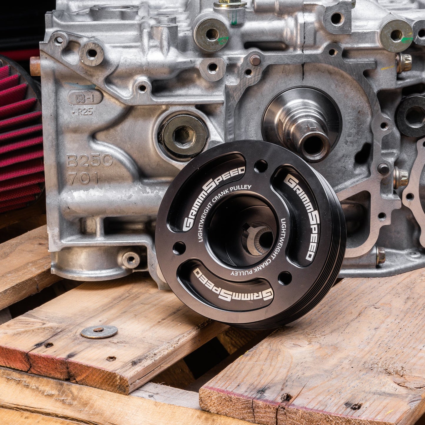 GrimmSpeed Lightweight Crank Pulley - Black - Subaru EJ Engines GRM095015BK