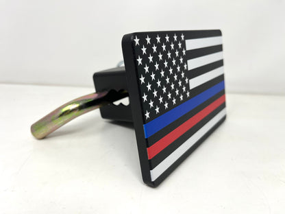 American Flag First Responder Blue and Red Line Hitch Cover