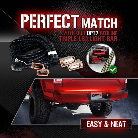 Ford F150 Tailgate LED Light Bar Bundle: Redline Parlux LED Tailgate Light Bar with F150 Quick Connect Harness Kit