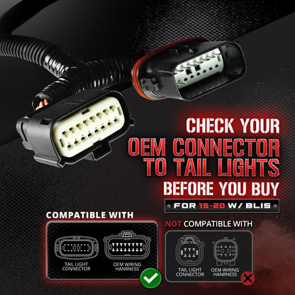 OPT7 Redline Parlux Triple Tailgate Light Bar 60" Bundle for Ford F150 15-20 with Blind Spot Easy Connect Harness