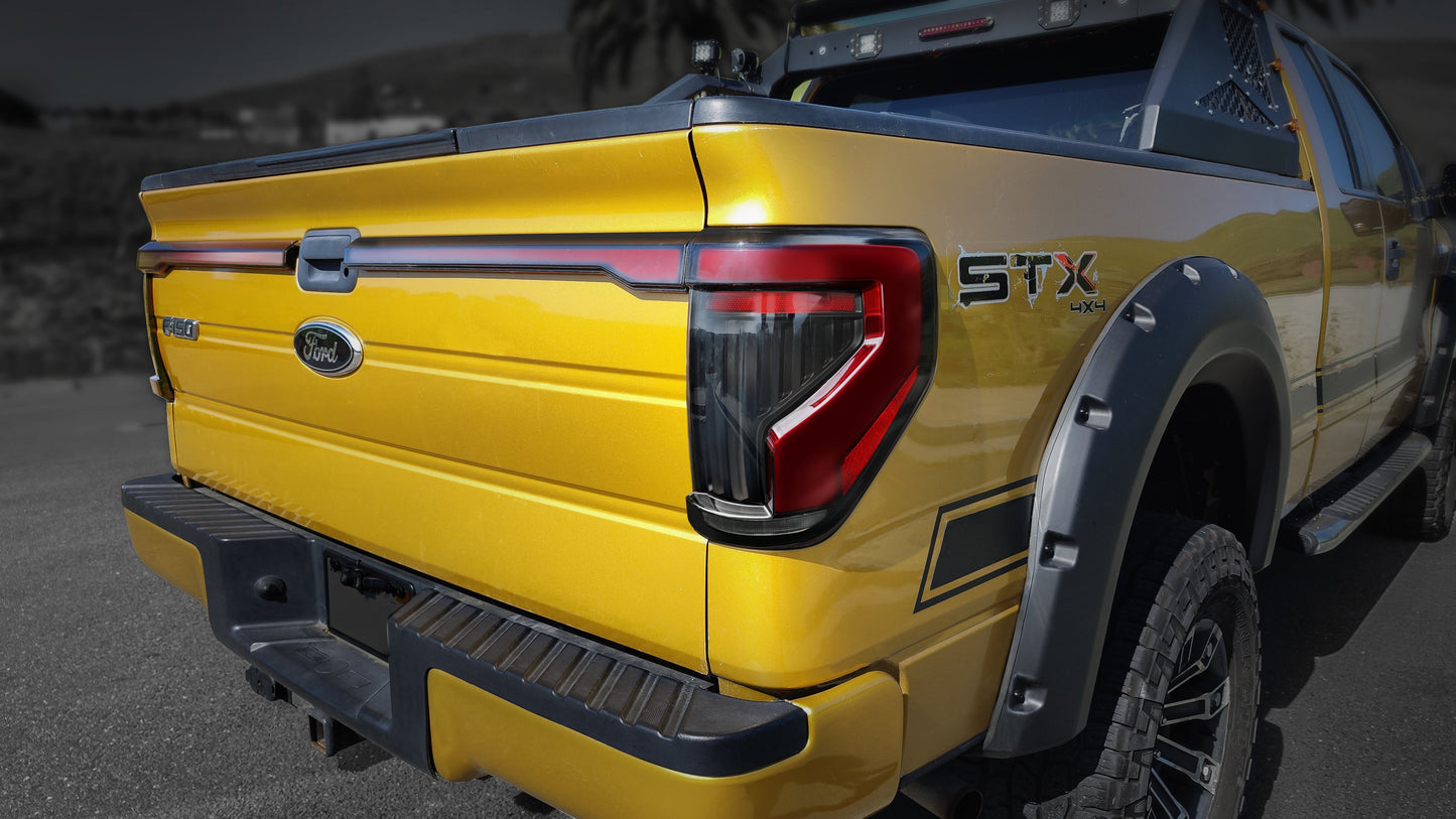 OPT7 Full-Width Strip Cross LED Tail Light with Sequential Red or Yellow Signal for 12th Gen 09-14 Ford F150 (Inspired from New Ford F-150 Lighting)