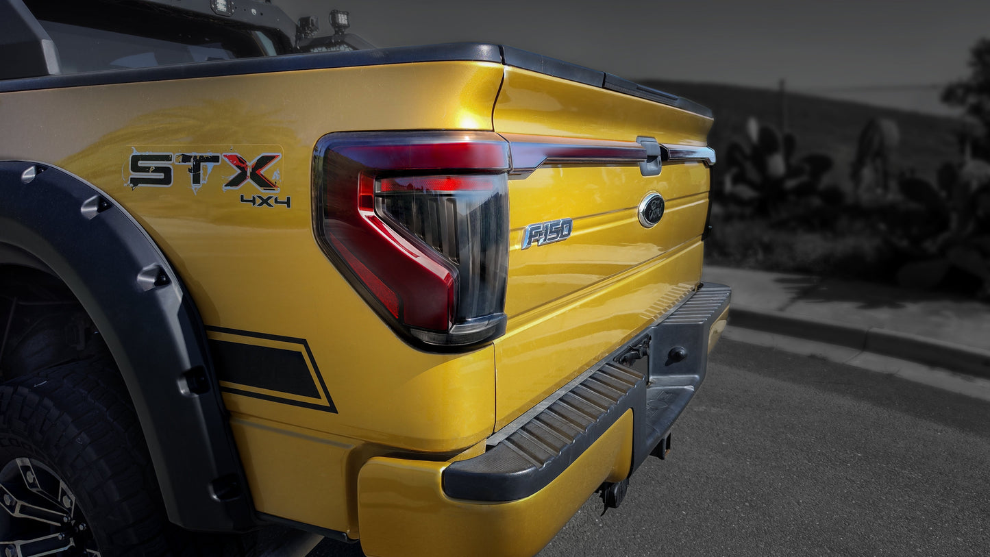 OPT7 Full-Width Strip Cross LED Tail Light with Sequential Red or Yellow Signal for 12th Gen 09-14 Ford F150 (Inspired from New Ford F-150 Lighting)