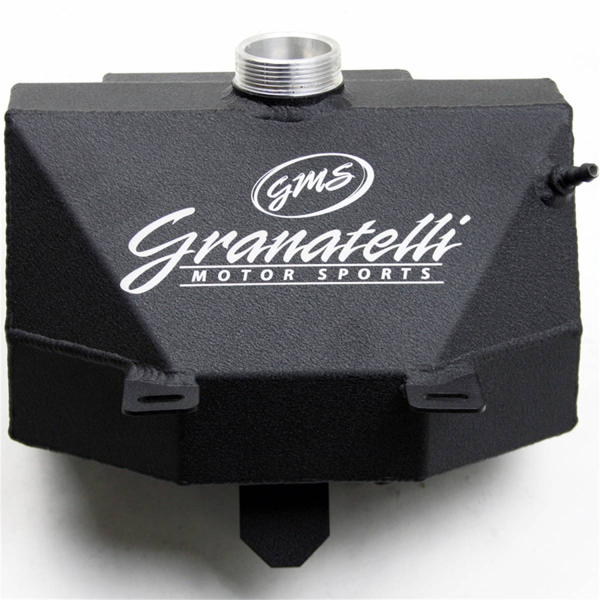 Granatelli 2015–Current Ford Mustang Wrinkle Black Aluminum Coolant Expansion Tank w/ Granatelli Logo – 510100-BL