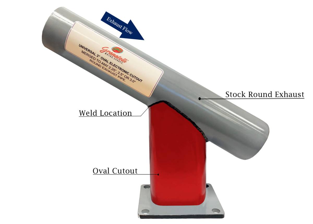 Granatelli 3" Single Oval Electronic Stainless Steel Weld-In Exhaust Cutout Kit – 313530