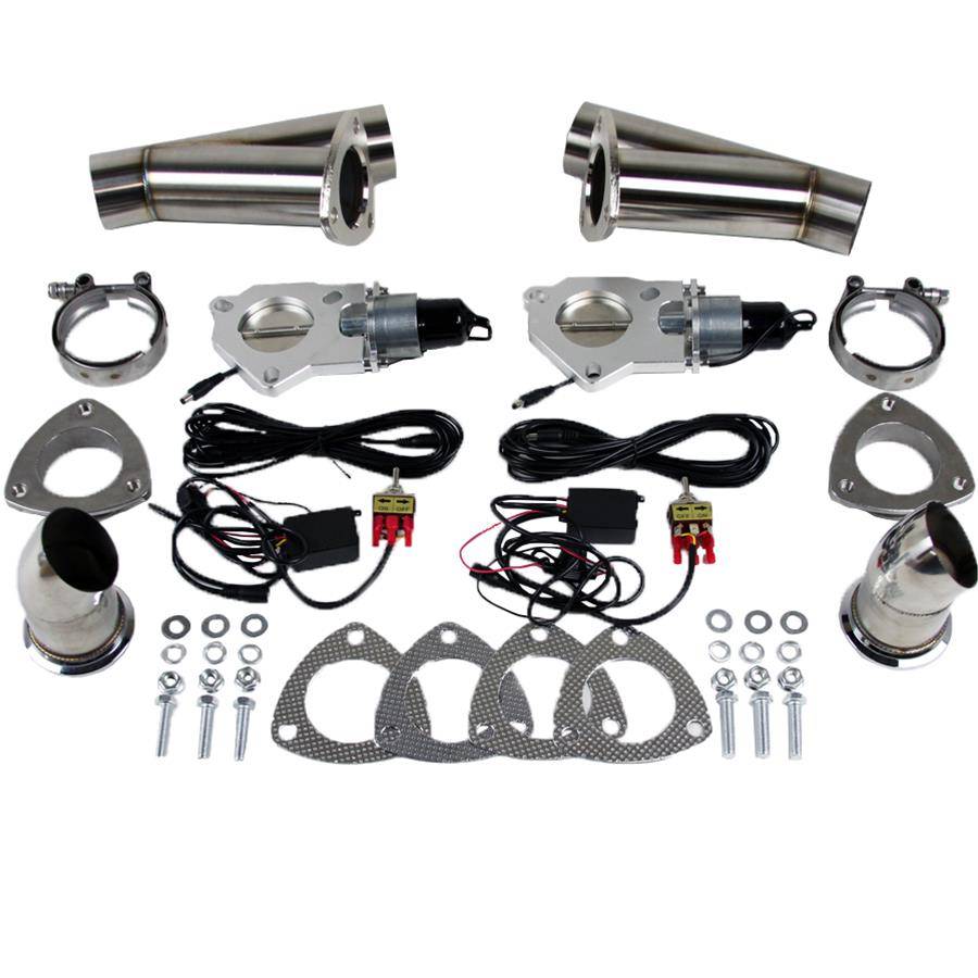 Granatelli 2.25-Inch Dual Round Electronic Stainless Steel Weld-In Exhaust Cutout Kit – 307522D