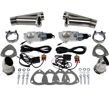 Granatelli 2.25-Inch Dual Round Electronic Stainless Steel Weld-In Exhaust Cutout Kit – 307522D