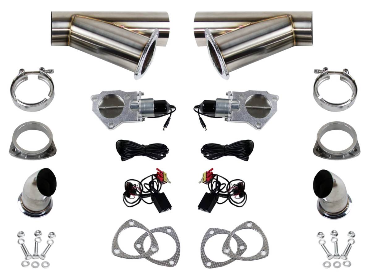 Granatelli 3-Inch Dual Round Electronic Stainless Steel Weld-In Exhaust Cutout Kit – 307530K