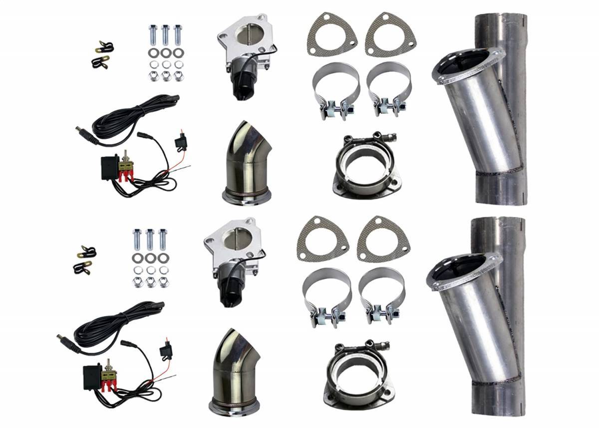 Granatelli 2.25-Inch Dual Round Electronic Mild Steel Slip-Fit Exhaust Cutout Kit – 303522D