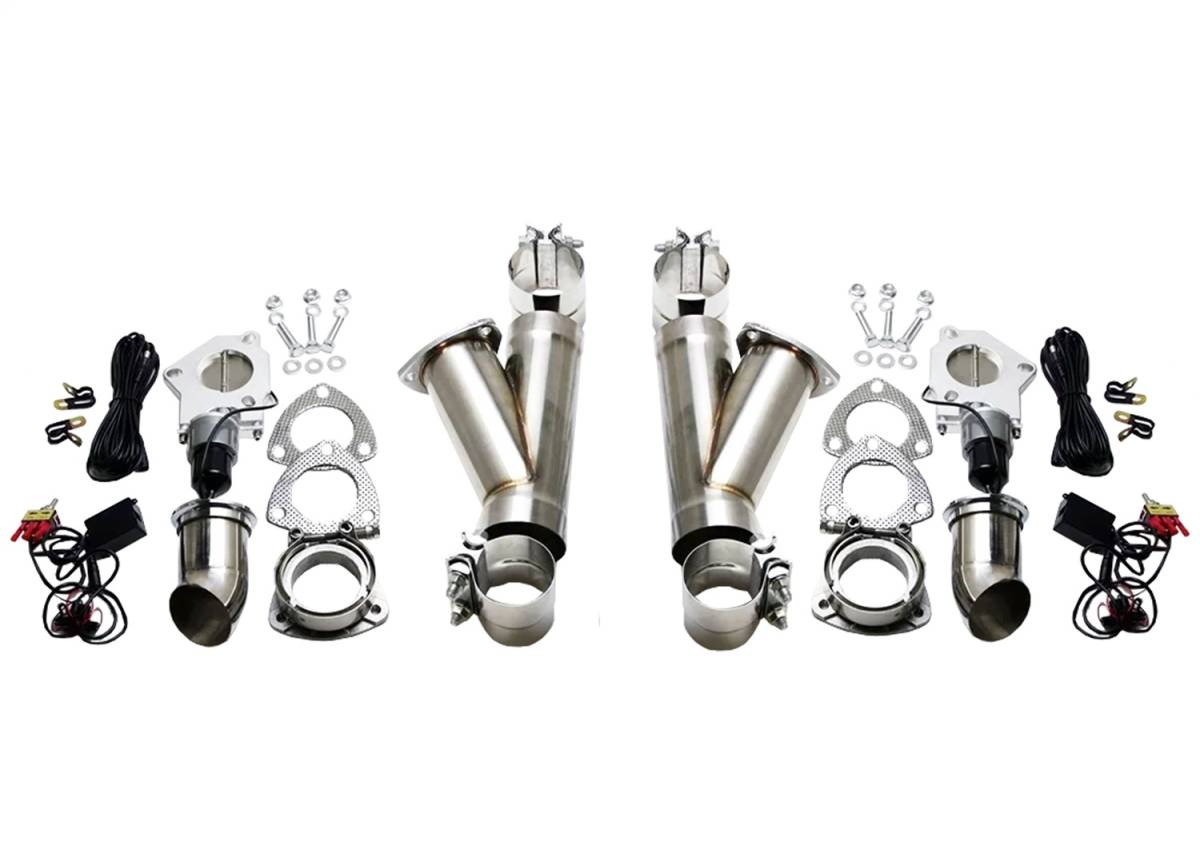 Granatelli 2.25-Inch Dual Round Electronic Stainless Steel Slip-Fit Exhaust Cutout Kit – 302522D