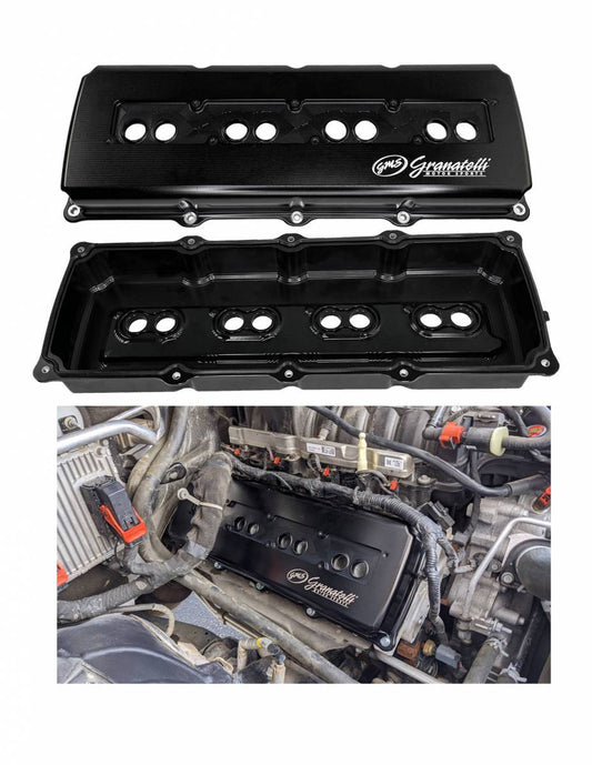 Granatelli Motor Sports Billet Dodge Hemi Valve Covers 5.7, 6.1, 6.2 & 6.4 Black Anodized