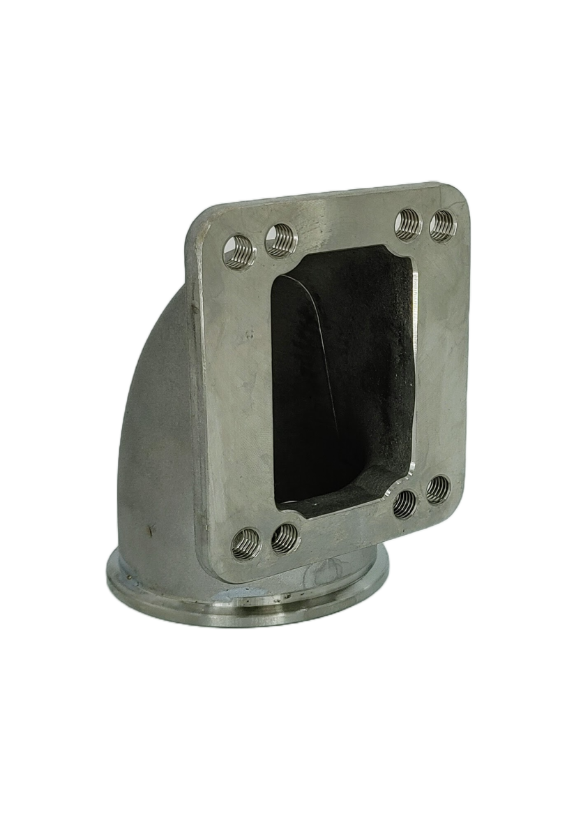 Granatelli 90° Turbo Adapter – 3.0" V-Band to T3/T4 Housing, Cast Threaded - 540209