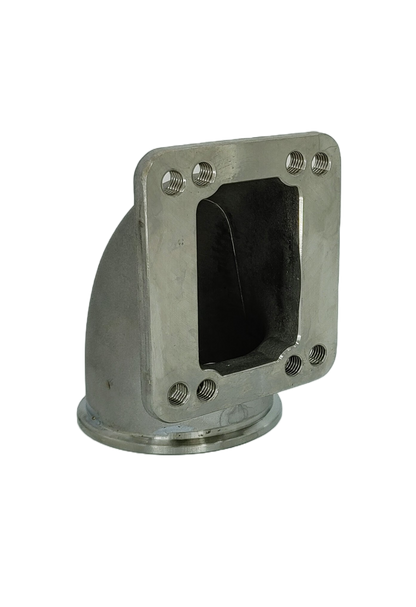Granatelli 90° Turbo Adapter – 3.0" V-Band to T3/T4 Housing, Cast Threaded - 540209