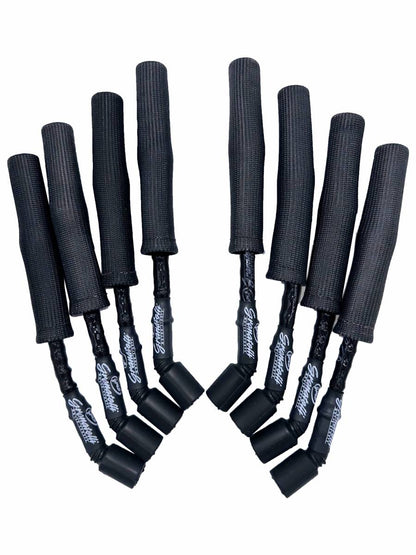 Granatelli 8" GM LS/LT 0-Ohm Black High-Temp Spark Plug Wires w/ Black Kevlar Boots – 28-1811HTBB