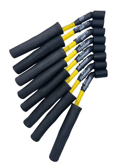 Granatelli 10" GM LS/LT 0-Ohm Yellow High-Temp Spark Plug Wires w/ Black Kevlar Boots – 28-1545HTYB