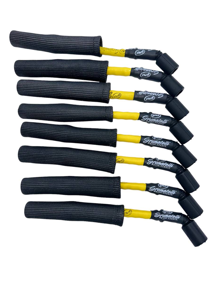 Granatelli 10" GM LS/LT 0-Ohm Yellow High-Temp Spark Plug Wires w/ Black Kevlar Boots – 28-1545HTYB