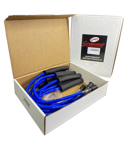 Granatelli 23" 2010–2014 Ford Raptor 6.2L 0-Ohm Blue High-Temp Spark Plug Wires w/ Black Kevlar Boots – 28-2116HTBLB