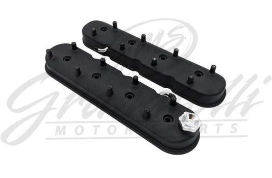 Granatelli Motor Sports LS Tall Valve Cover Black Wrinkle Finish, 4.8, 5.3, 5.7, 6.0, 6.2, 7.0L, Pair